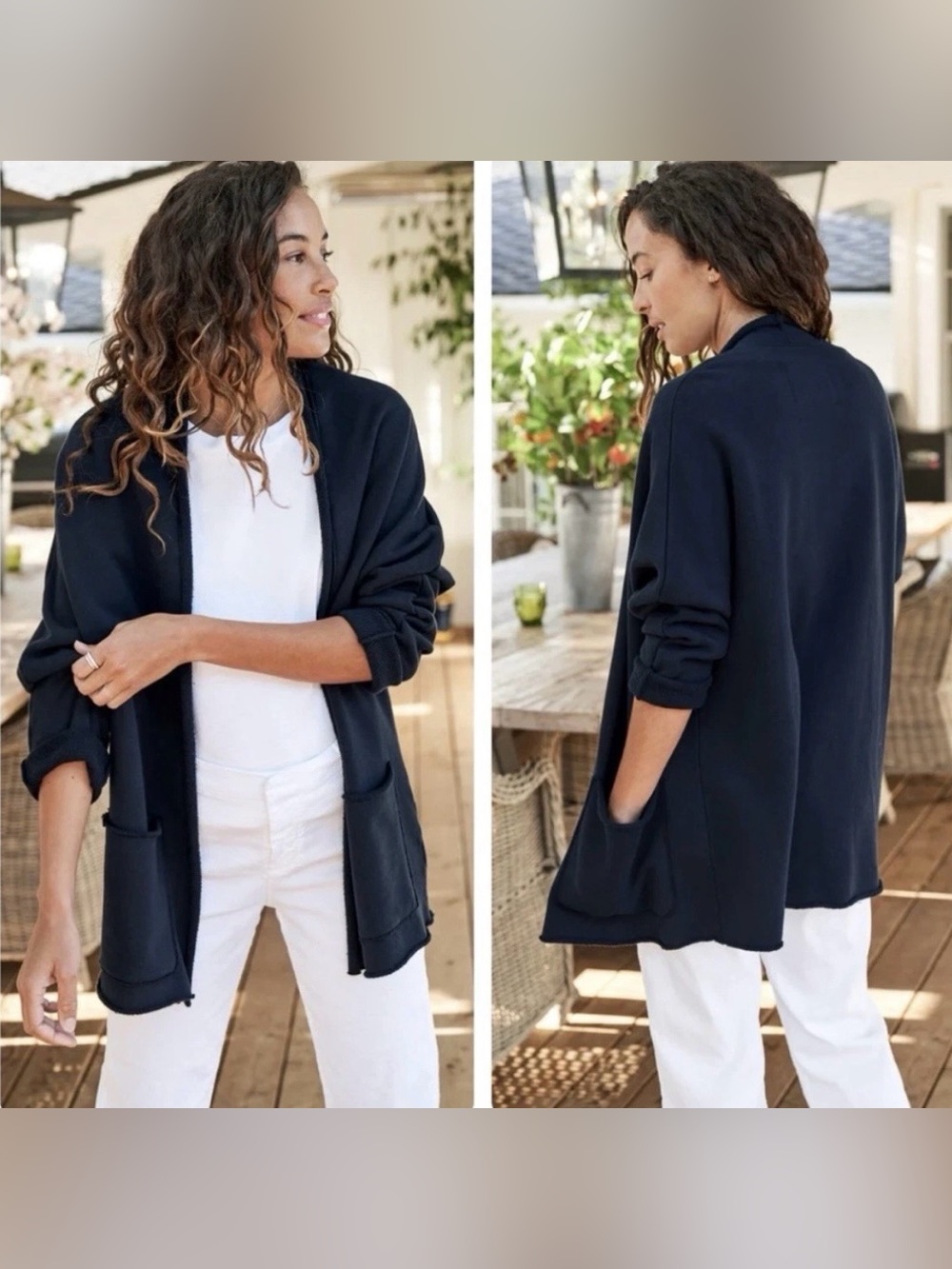 Frank & Eileen Barbara Beach Cardigan Triple Fleece British Royal Navy Small